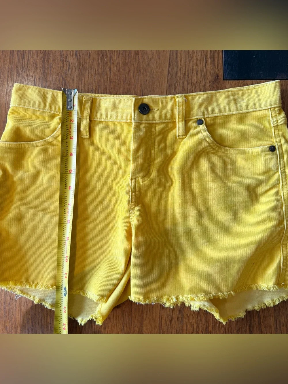 Carve Designs Yellow Corduroy Frayed Hem Shorts